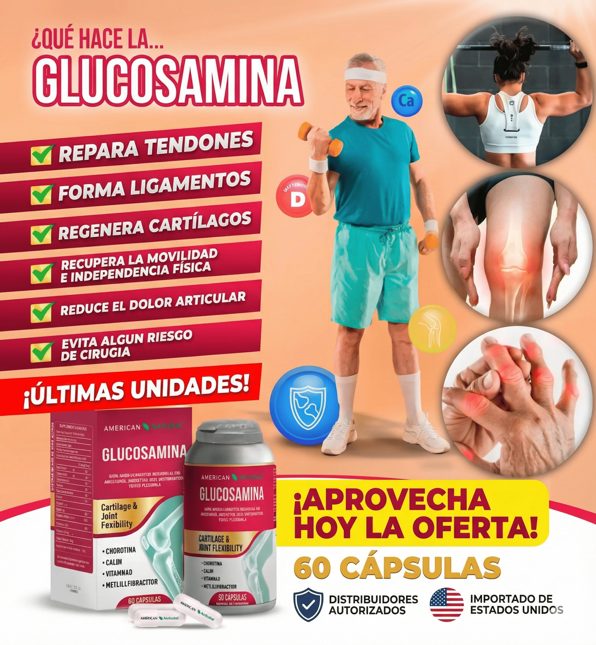 Restaurador Articular: Glucosamina + Condroitina (Fórmula Americana)