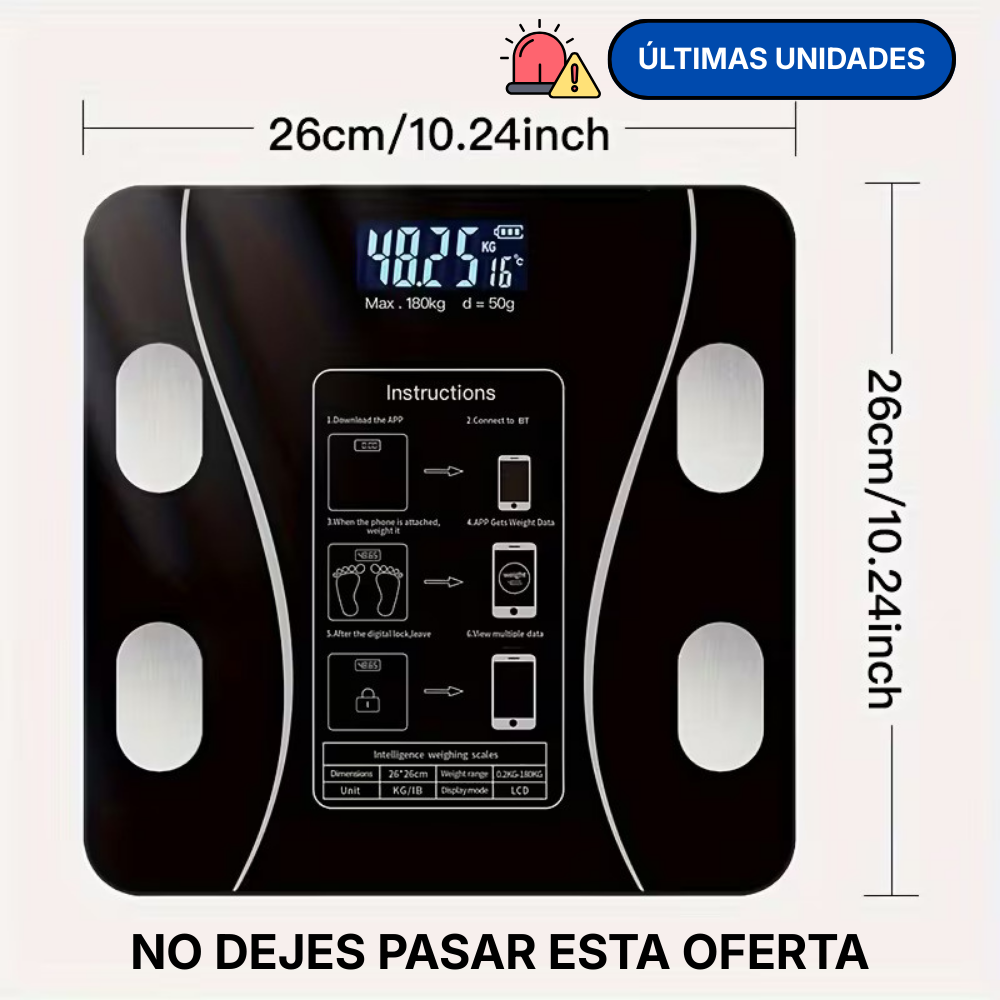🏋 Báscula Inteligente con Bluetooth + App (Mide Grasa y Músculo)