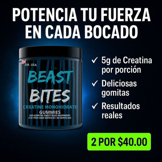 Beast Bites® – La Creatina Más Fácil y Rica | Energía, Fuerza y Resultados